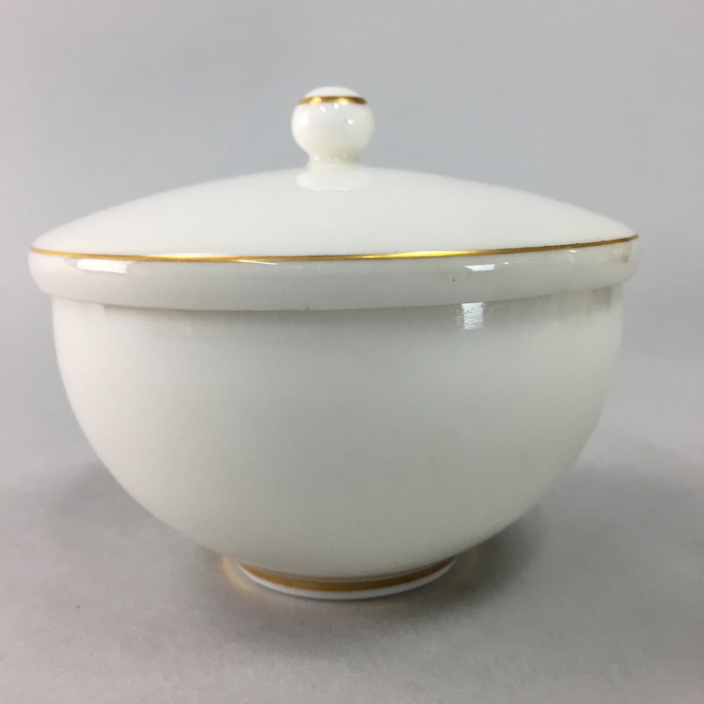 Japanese Porcelain Lidded Teacup Vtg Yunomi Floral Iris Flower Gold QT53