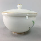 Japanese Porcelain Lidded Teacup Vtg Yunomi Floral Iris Flower Gold QT53