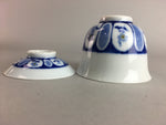 Japanese Porcelain Lidded Teacup Vtg Yunomi Sometsuke Blud White Floral QT51
