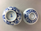 Japanese Porcelain Lidded Teacup Vtg Yunomi Sometsuke Blud White Floral QT51