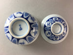 Japanese Porcelain Lidded Teacup Vtg Yunomi Sometsuke Blud White Floral QT51
