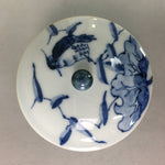 Japanese Porcelain Lidded Teacup Vtg Yunomi Sometsuke Blue White Bird Fowl QT59