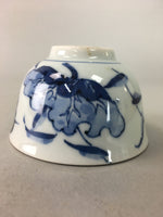 Japanese Porcelain Lidded Teacup Vtg Yunomi Sometsuke Blue White Bird Fowl QT59