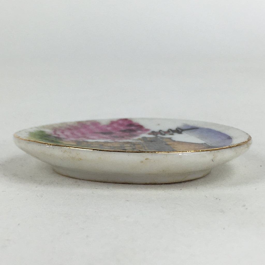 Japanese Porcelain Miniature Plate Vtg Display Hand-drawn Kazari-zara PP915