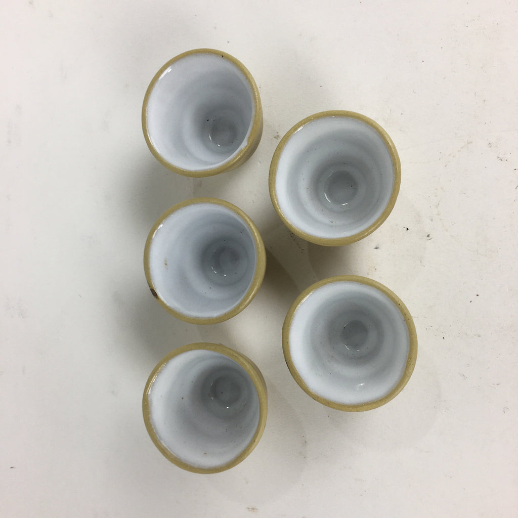 Japanese Porcelain Miniature Sake Cup 5pc Set Vtg Guinomi Tokkuri Ornament PP86