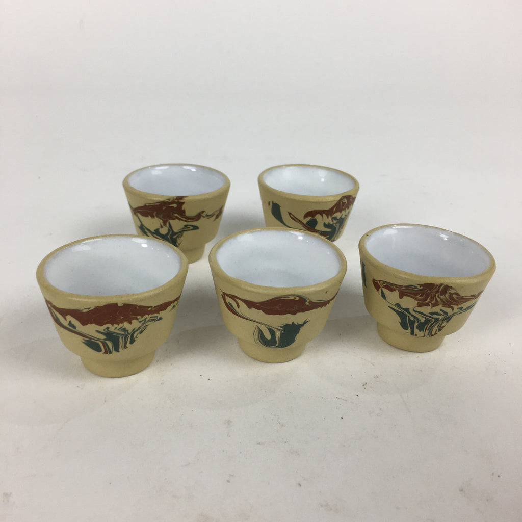 Japanese Porcelain Miniature Sake Cup 5pc Set Vtg Guinomi Tokkuri Ornament PP86