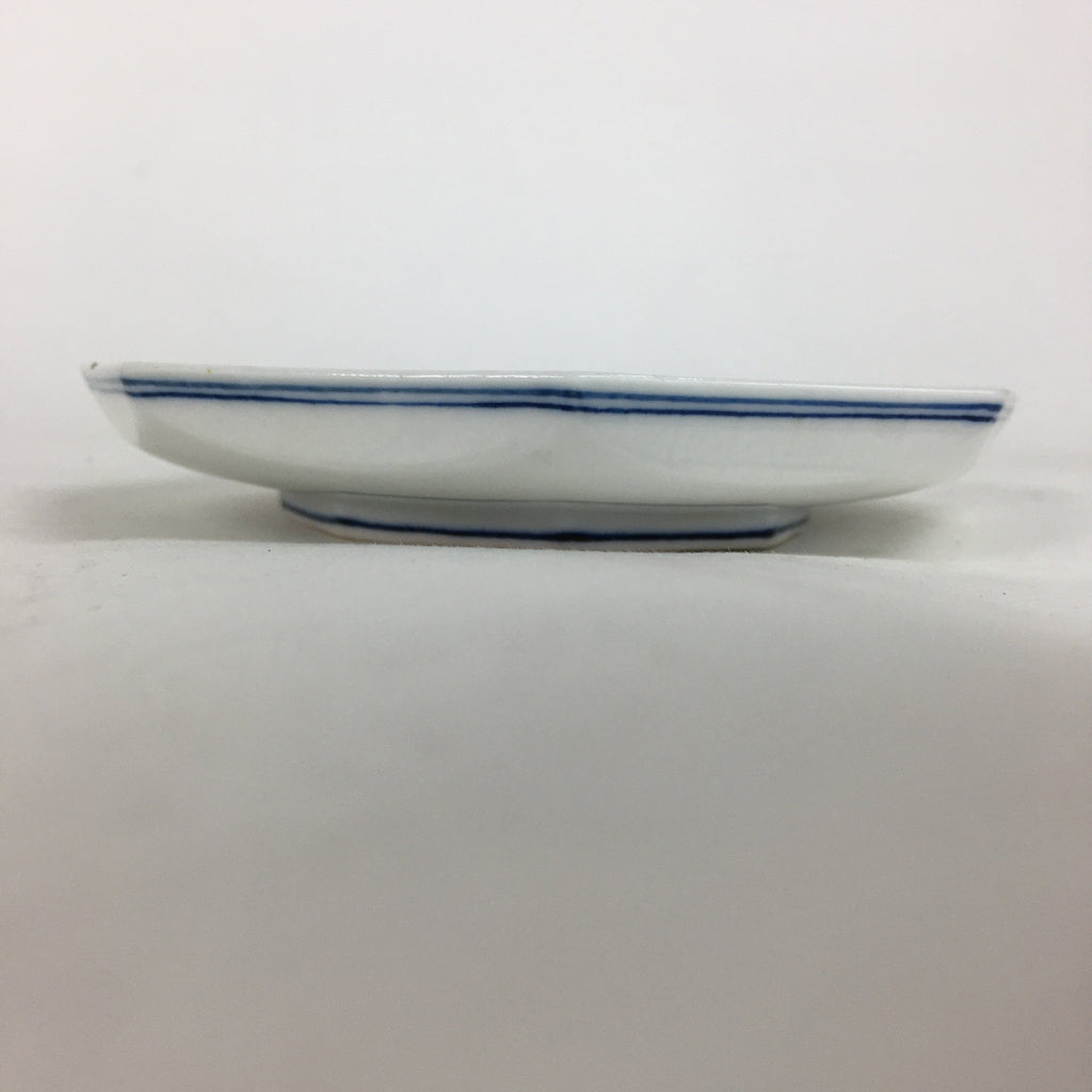 Japanese Porcelain Mino Ware Small Plate Kozara Vtg Blue Sometsuke Octagon PP667
