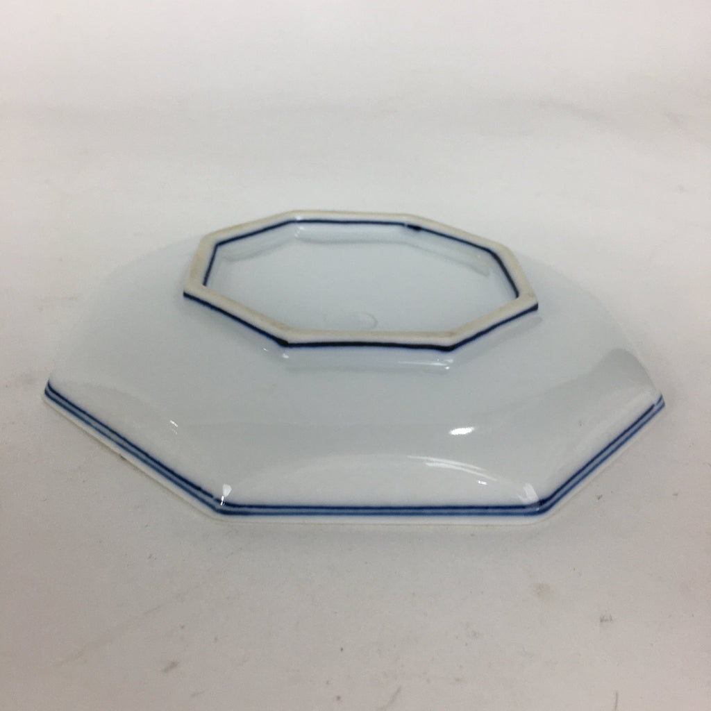 Japanese Porcelain Mino Ware Small Plate Kozara Vtg Blue Sometsuke Octagon PP667