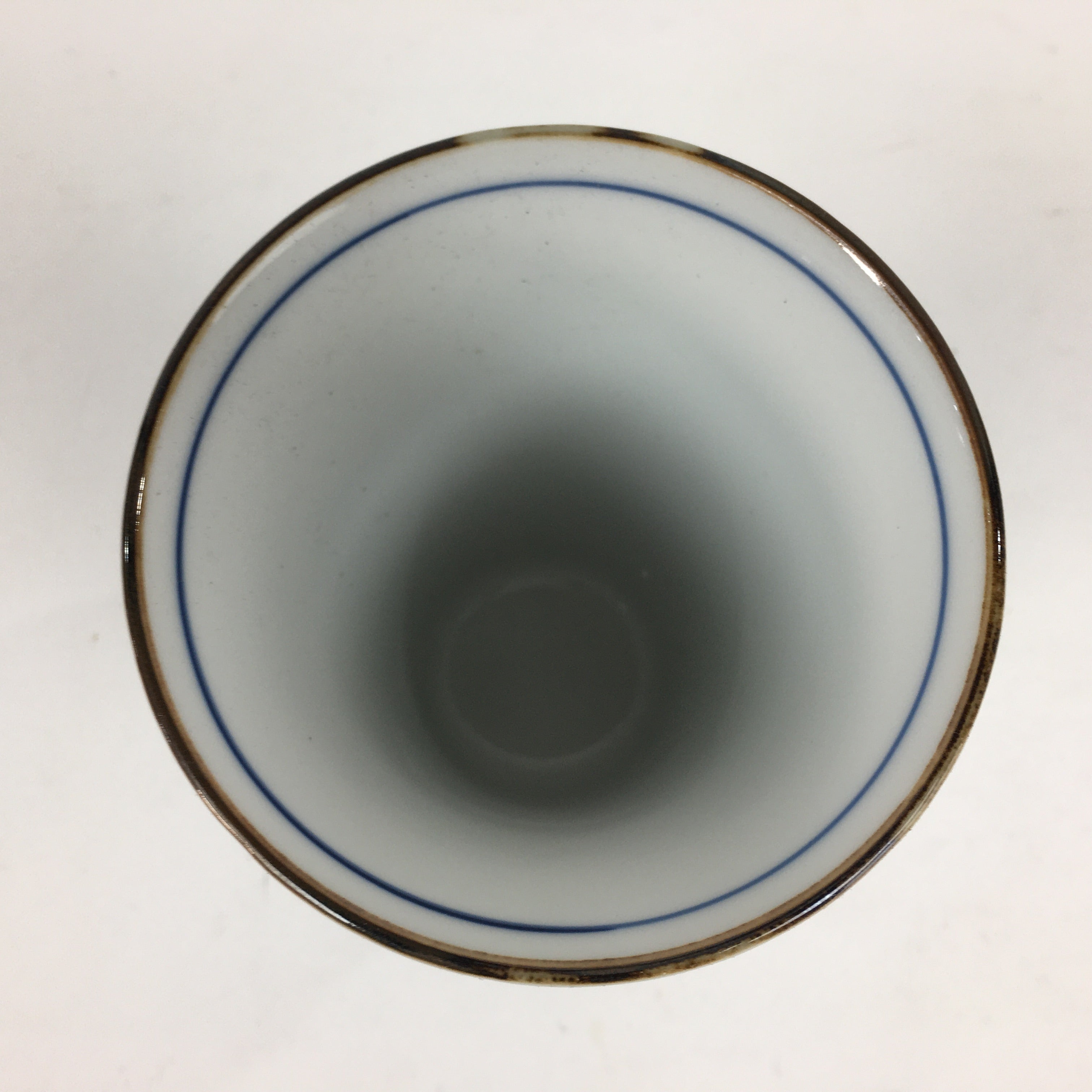 Japanese Porcelain Mino Ware Teacup Vtg Red Akae Blue Yunomi Sencha TC278