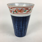 Japanese Porcelain Mino Ware Teacup Vtg Red Akae Blue Yunomi Sencha TC279