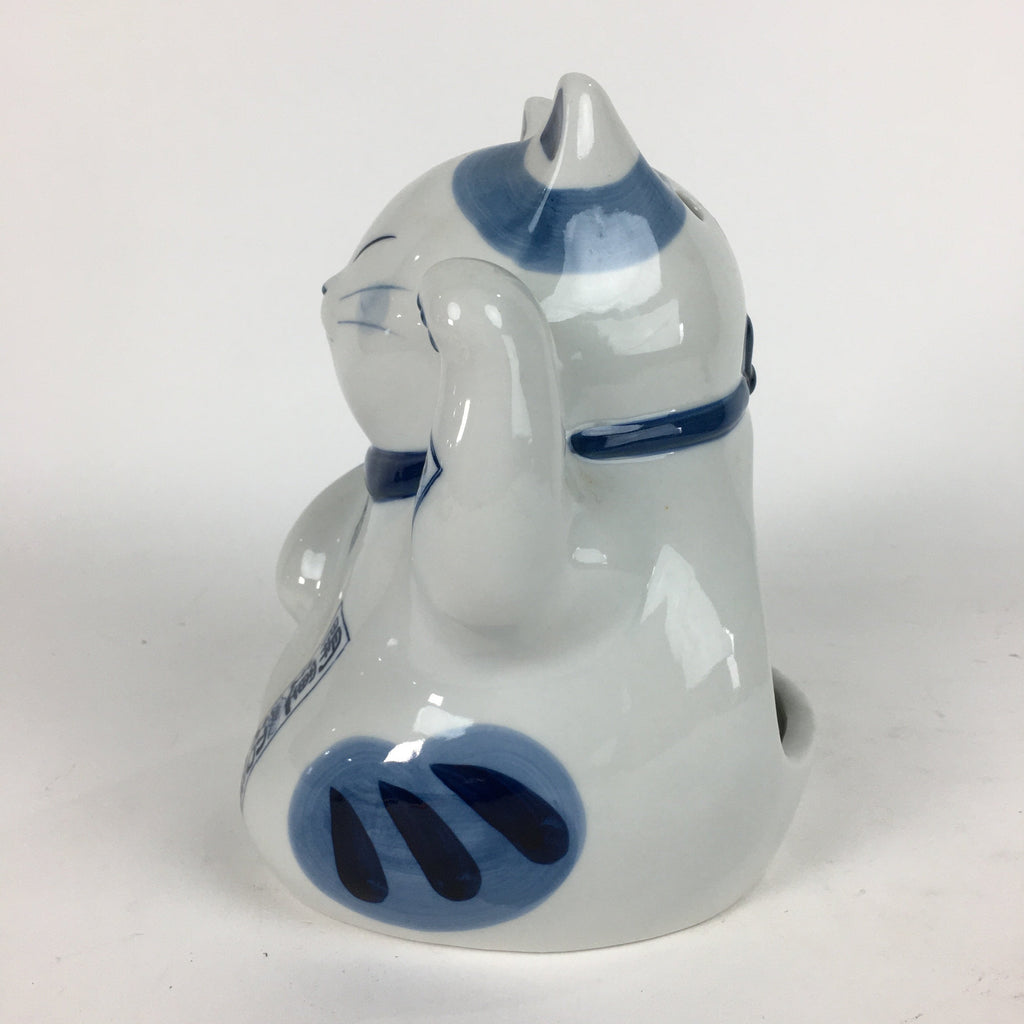 Japanese Porcelain Mosquito Coil Holder Vtg Beckoning Cat Maneki-Neko PP570