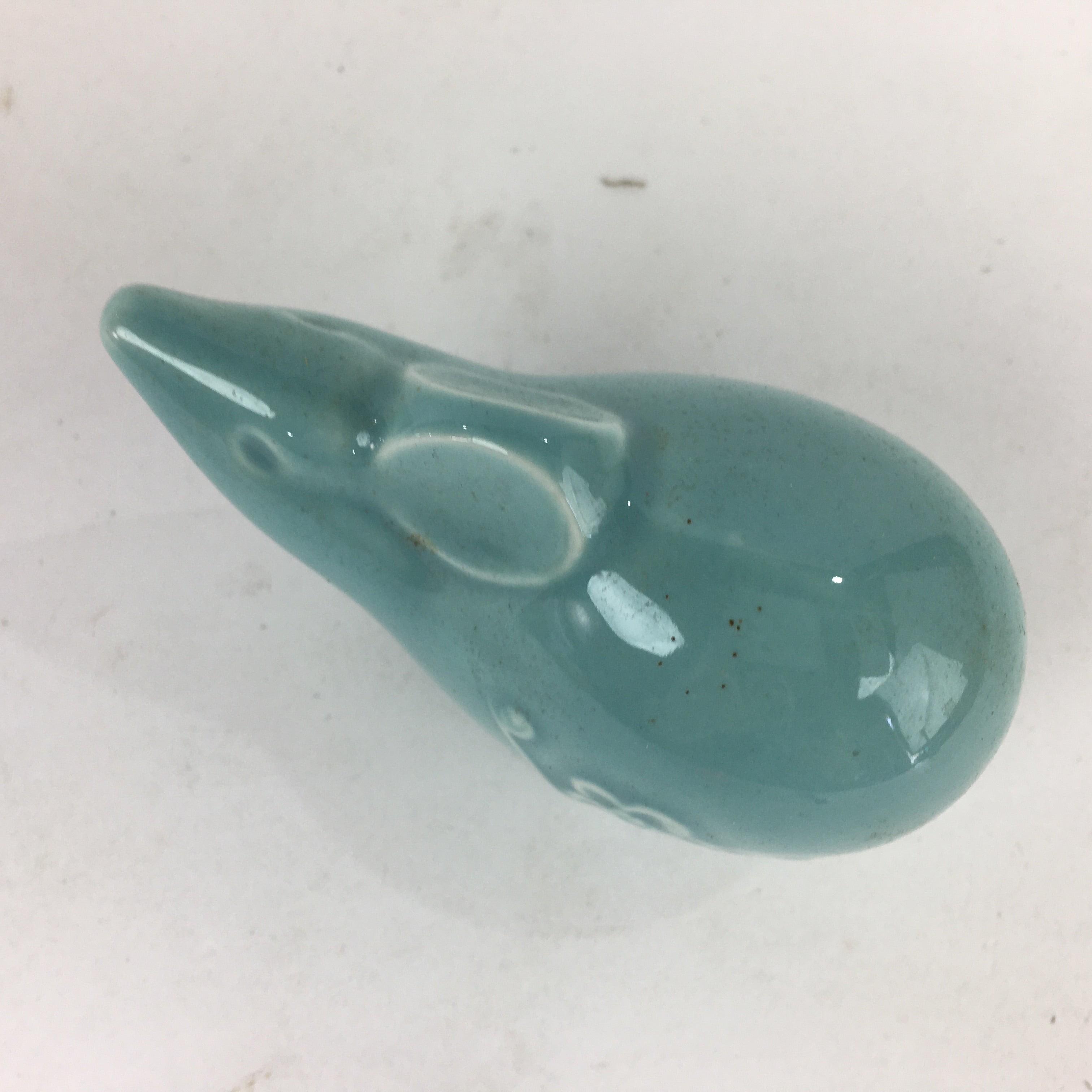 Japanese Porcelain Mouse Doll Vtg Zodiac Figurine Okimono Light Blue KF573