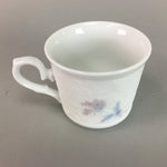 Japanese Porcelain Mug Teacup Vtg Yunomi Saucer White Blue Handle Sencha QT33