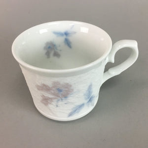 Japanese Porcelain Mug Teacup Vtg Yunomi Saucer White Blue Handle Sencha QT33