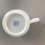 Japanese Porcelain Mug Teacup Vtg Yunomi Saucer White Blue Handle Sencha QT33