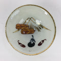 Japanese Porcelain New Year Sake Cup Vtg Guinomi Ochoko Fortunate Design GU932