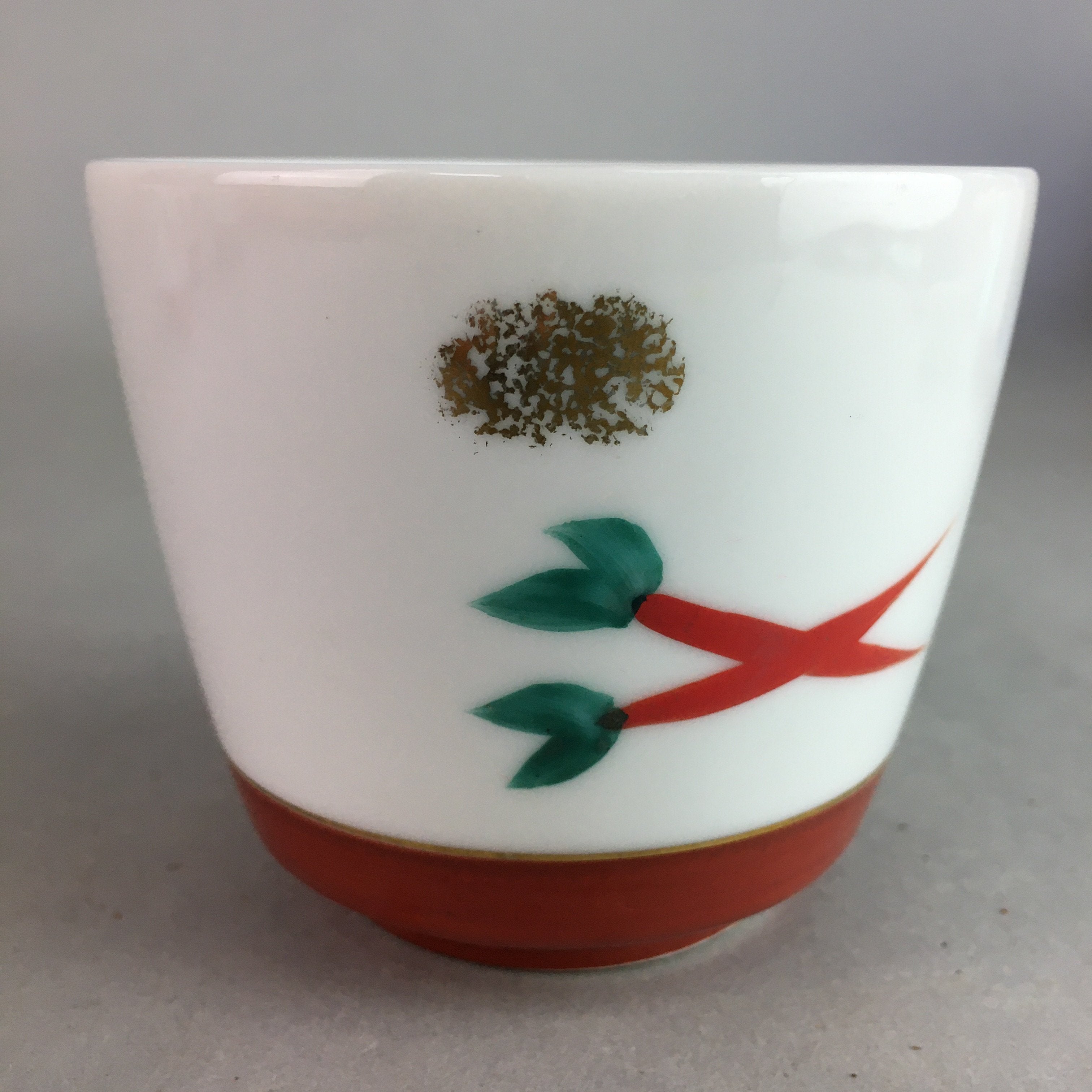 Japanese Porcelain Noodle Bowl Cup Vtg Soba Choko Word Kanji Vegetable PP288