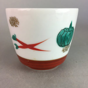 Japanese Porcelain Noodle Bowl Cup Vtg Soba Choko Word Kanji Vegetable PP291