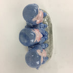 Japanese Porcelain Piggy Bank 3 Wise Monkeys Blue Ceramic Nikko Chokin Bakko