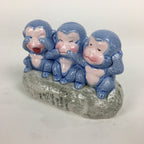 Japanese Porcelain Piggy Bank 3 Wise Monkeys Blue Ceramic Nikko Chokin Bakko