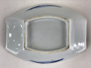 Japanese Porcelain Plate Boat Shape White Sometsuke Blue Sansui Kozara PY200