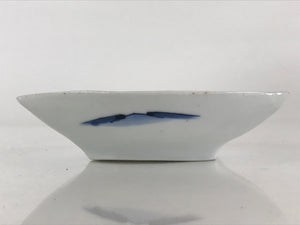 Japanese Porcelain Plate Boat Shape White Sometsuke Blue Sansui Kozara PY200