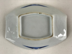 Japanese Porcelain Plate Boat Shape White Sometsuke Blue Sansui Kozara PY201