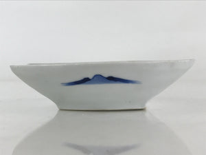 Japanese Porcelain Plate Boat Shape White Sometsuke Blue Sansui Kozara PY201