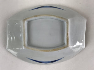 Japanese Porcelain Plate Boat Shape White Sometsuke Blue Sansui Kozara PY202