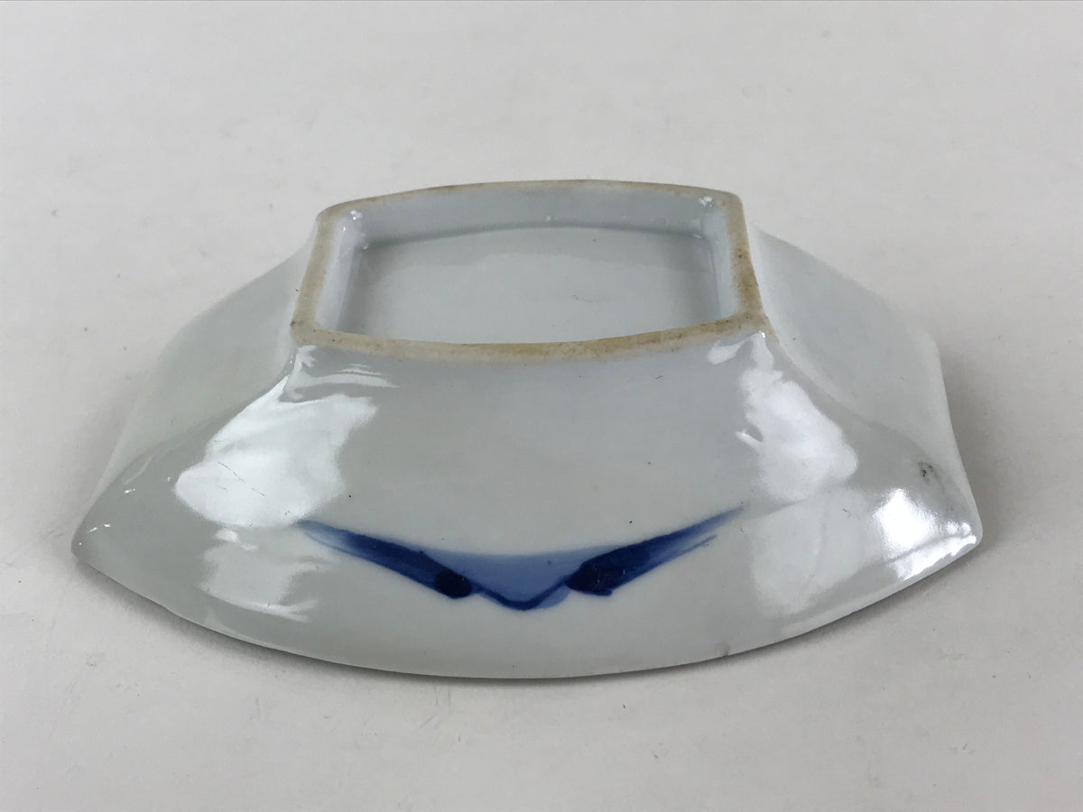 Japanese Porcelain Plate Boat Shape White Sometsuke Blue Sansui Kozara PY202