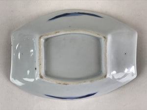 Japanese Porcelain Plate Boat Shape White Sometsuke Blue Sansui Kozara PY203