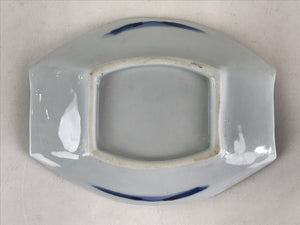 Japanese Porcelain Plate Boat Shape White Sometsuke Blue Sansui Kozara PY204