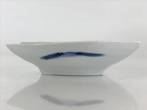 Japanese Porcelain Plate Boat Shape White Sometsuke Blue Sansui Kozara PY204