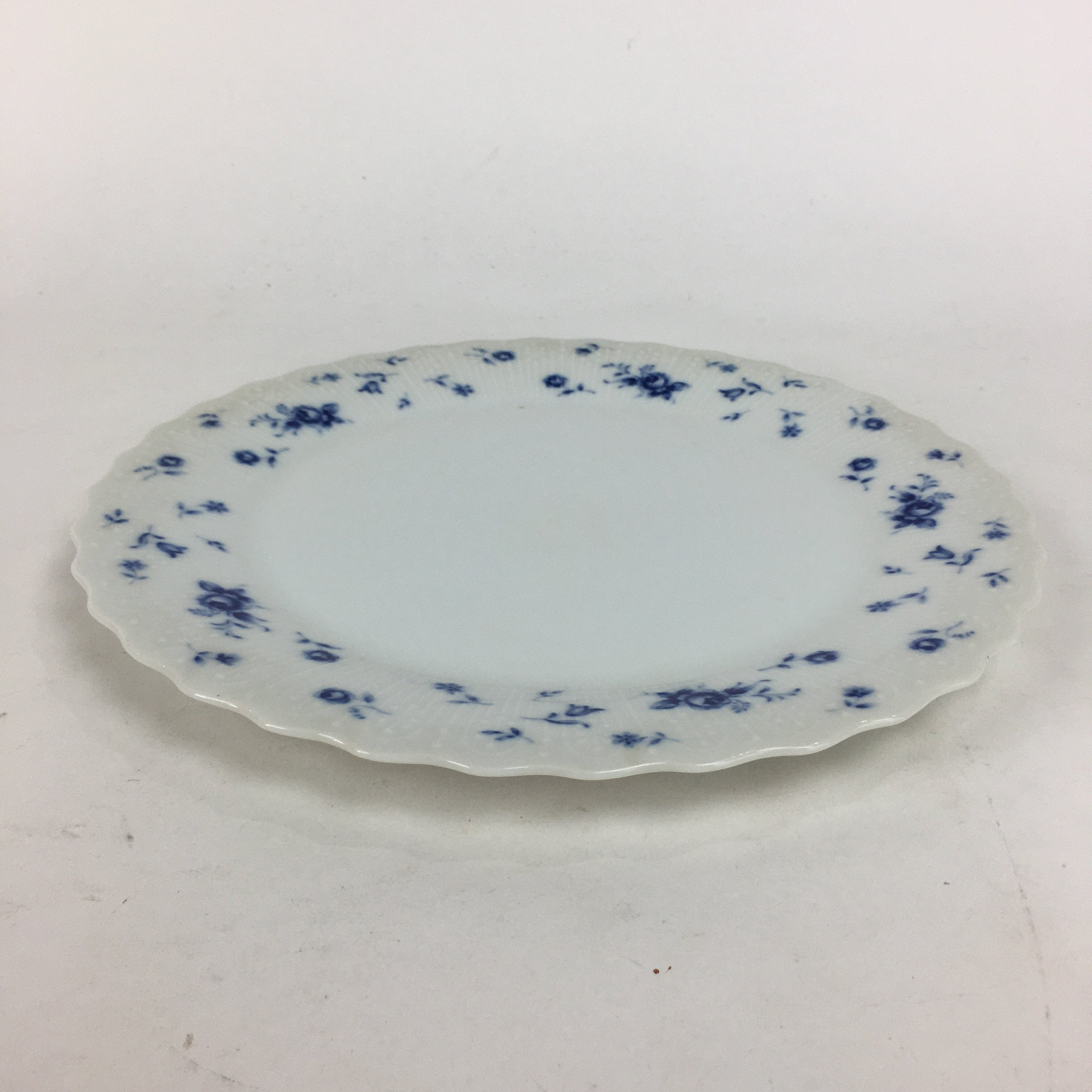 Japanese Porcelain Plate Sara Vtg Keito Blue Charm Flower Pattern Round PP687