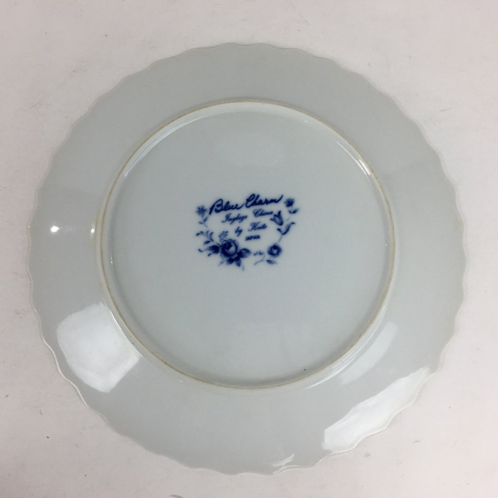 Japanese Porcelain Plate Sara Vtg Keito Blue Charm Flower Pattern Round PP687
