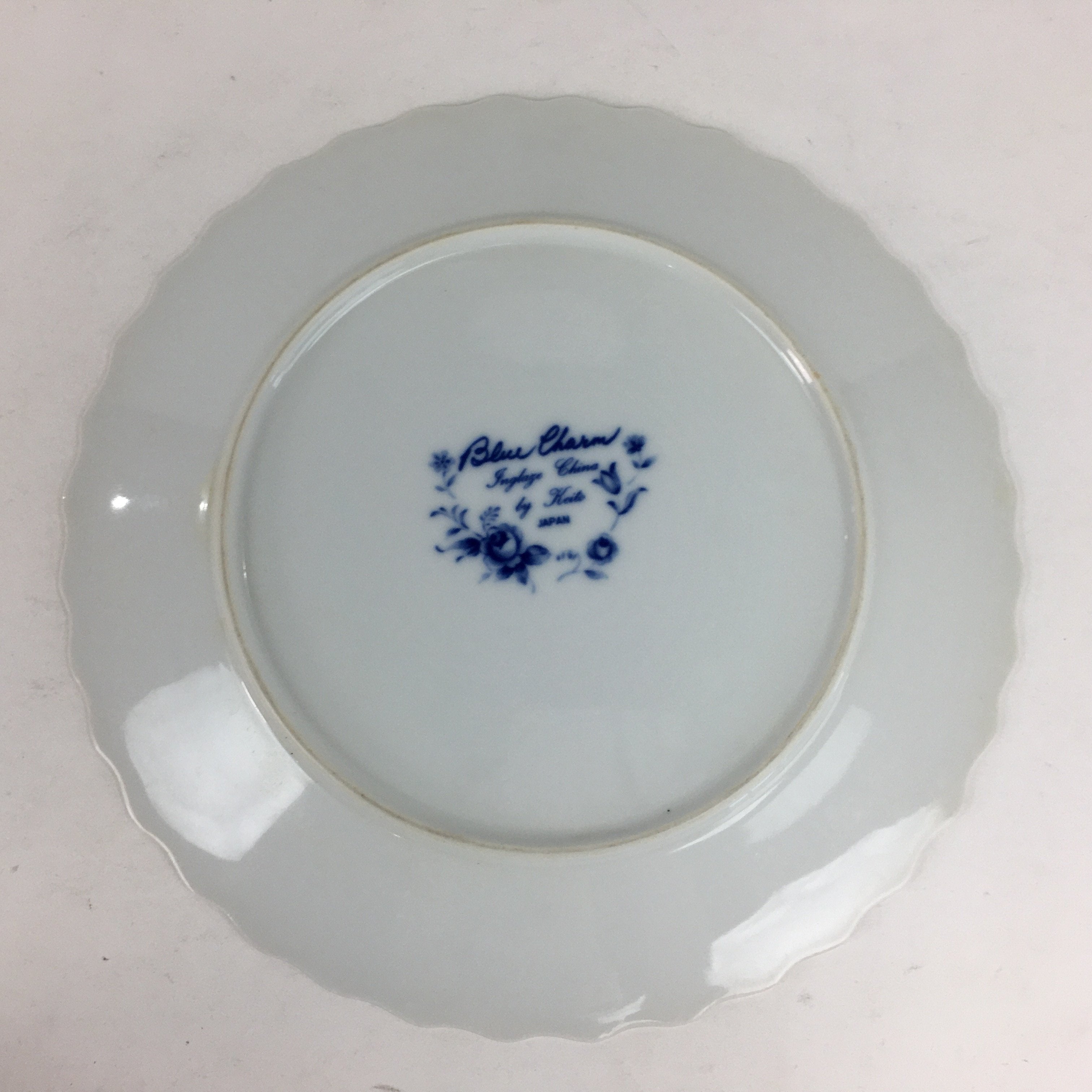 Japanese Porcelain Plate Sara Vtg Keito Blue Charm Flower Pattern Round PP687