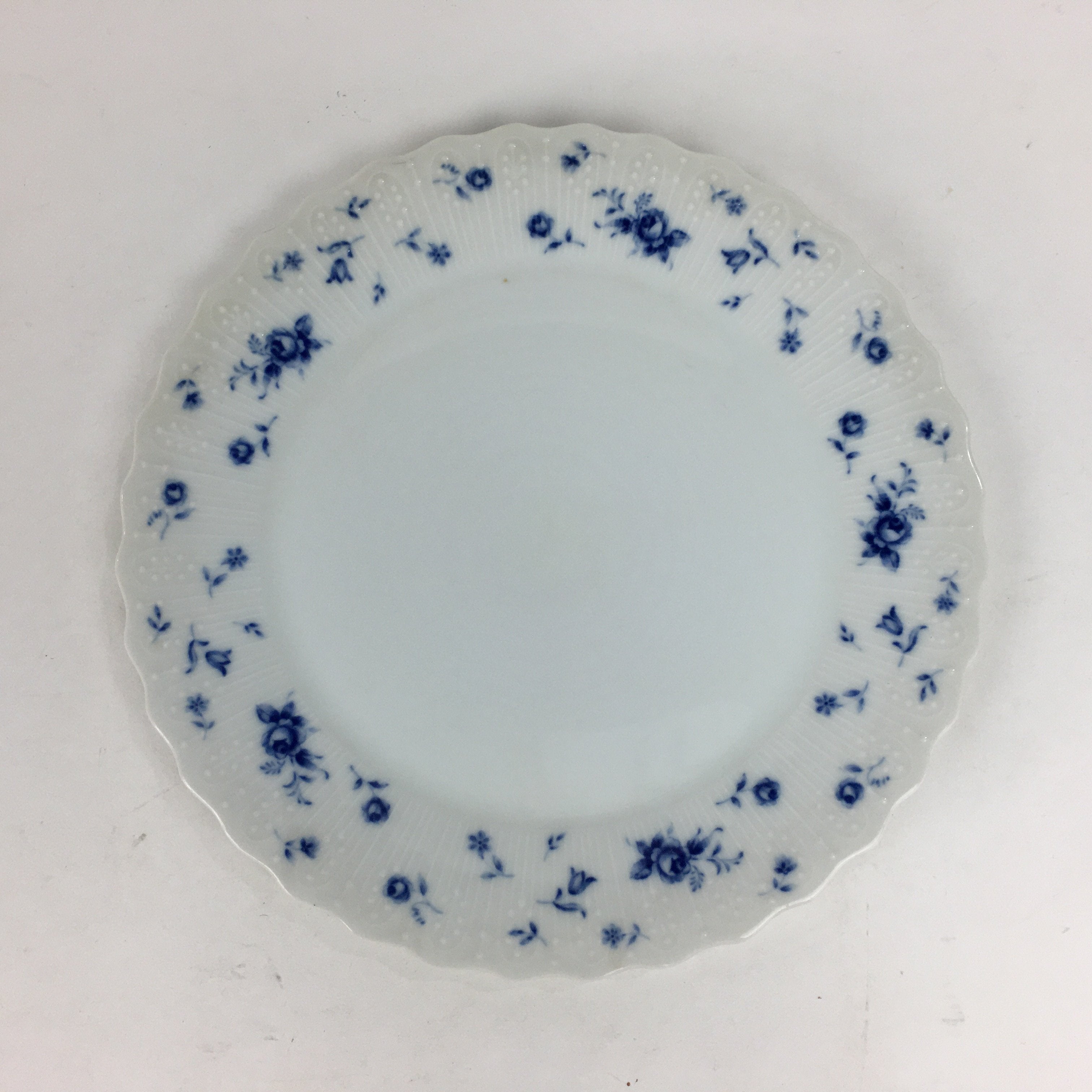 Japanese Porcelain Plate Sara Vtg Keito Blue Charm Flower Pattern Round PP687