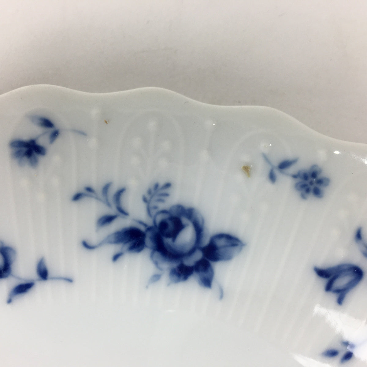 Japanese Porcelain Plate Sara Vtg Keito Blue Charm Flower Pattern Round PP688