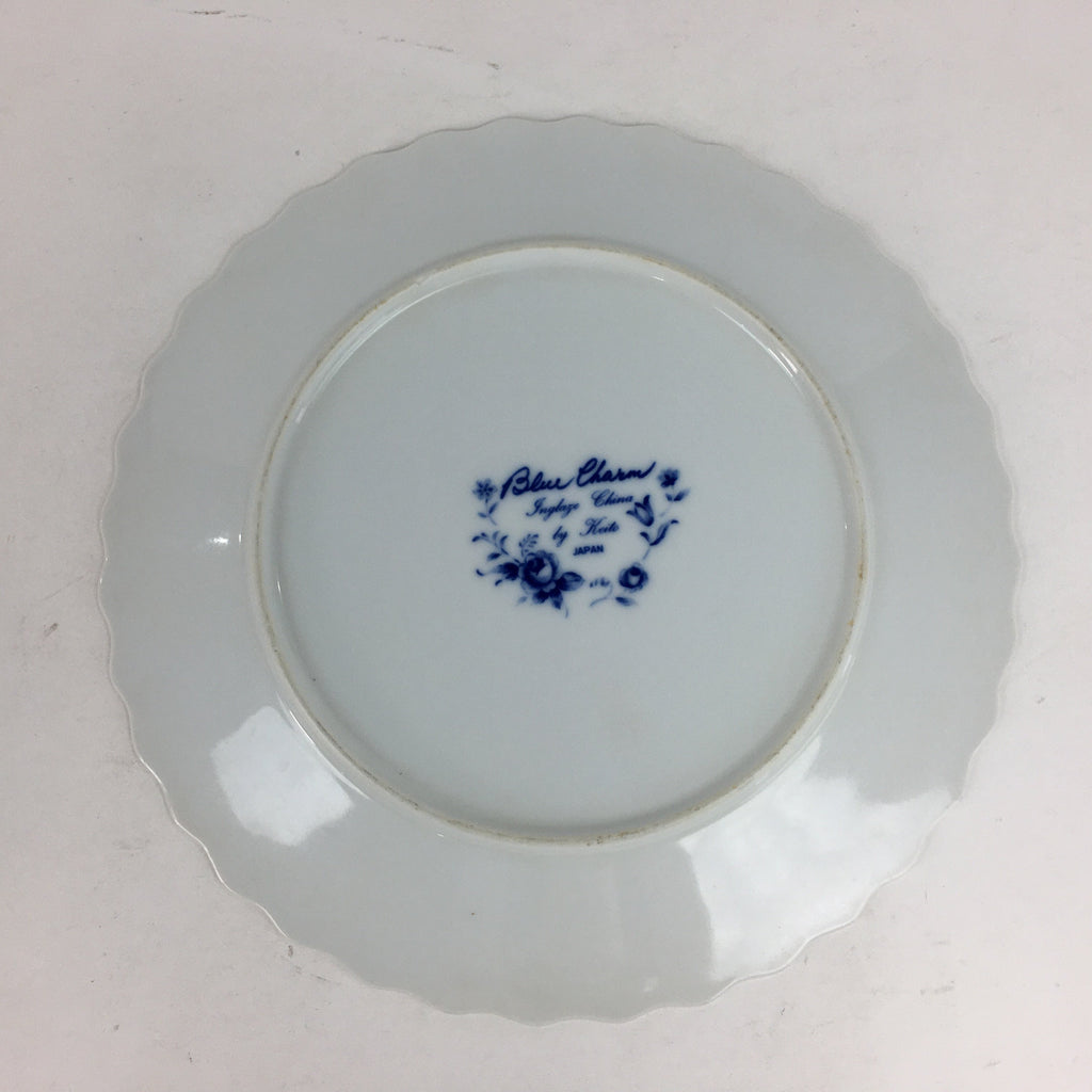 Japanese Porcelain Plate Sara Vtg Keito Blue Charm Flower Pattern Round PP688