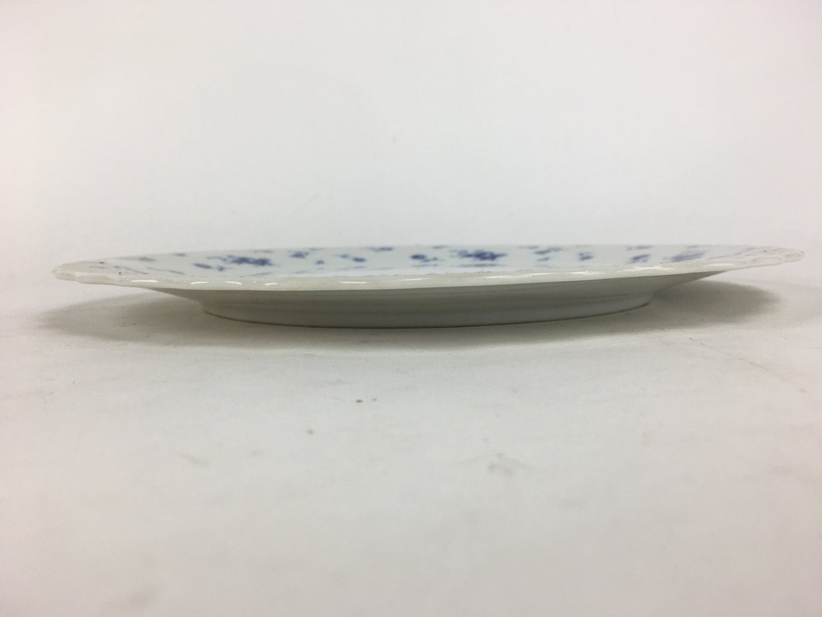 Japanese Porcelain Plate Sara Vtg Keito Blue Charm Flower Pattern Round PP689