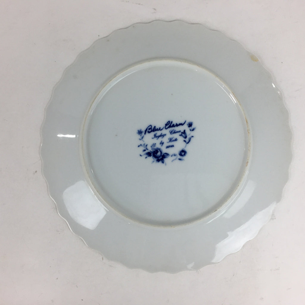 Japanese Porcelain Plate Sara Vtg Keito Blue Charm Flower Pattern Round PP689