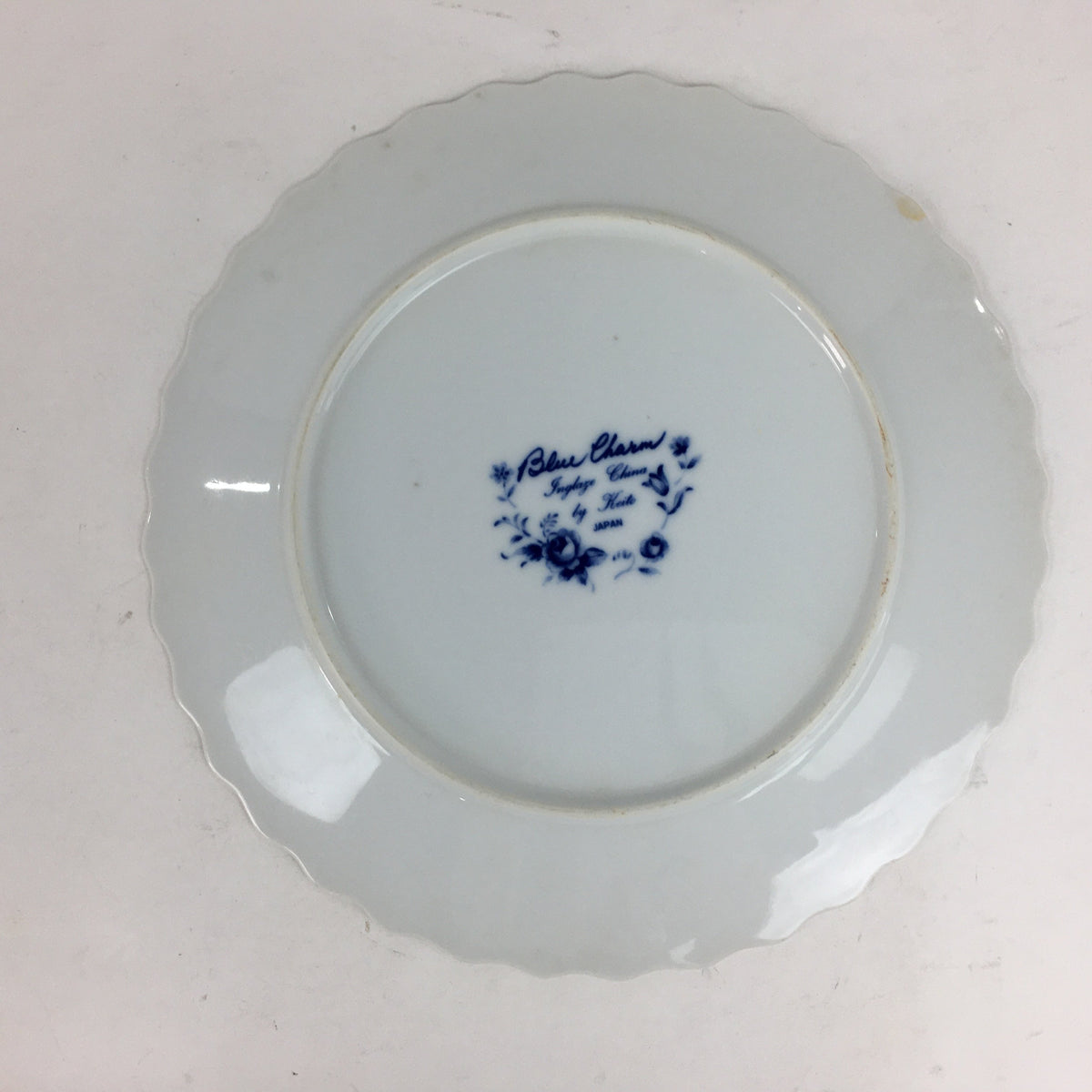 Japanese Porcelain Plate Sara Vtg Keito Blue Charm Flower Pattern Round PP689