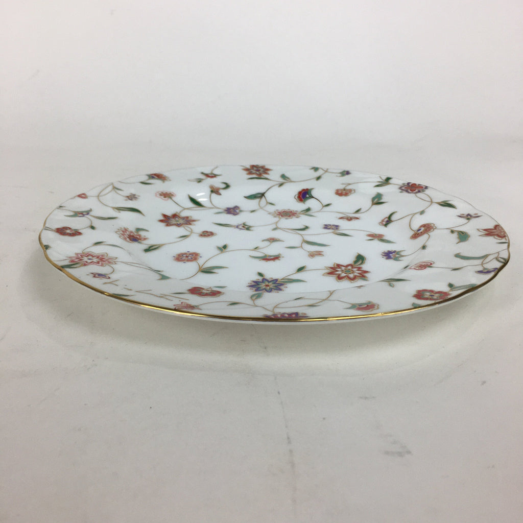 Japanese Porcelain Plate Sara Vtg Richfield Tachikichi Flower Pattern White QT12