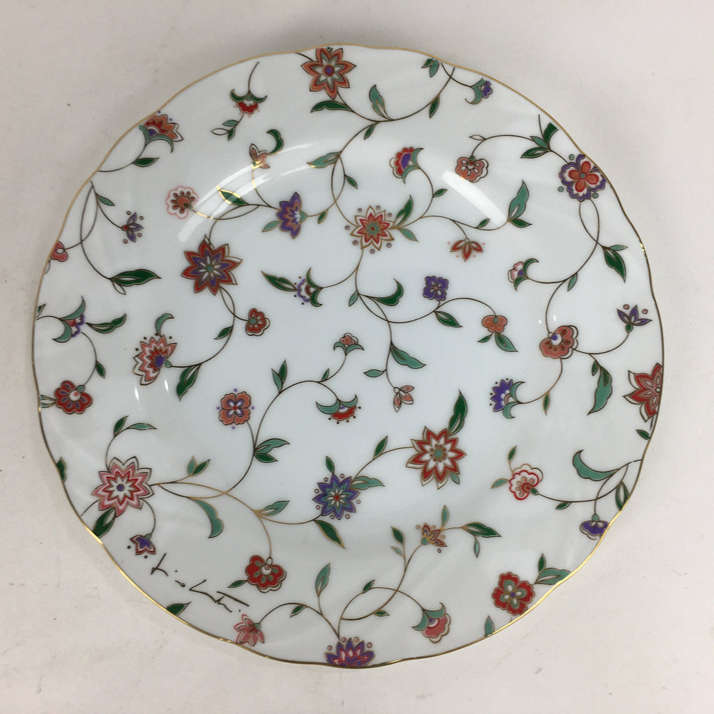 Japanese Porcelain Plate Sara Vtg Richfield Tachikichi Flower Pattern White QT12