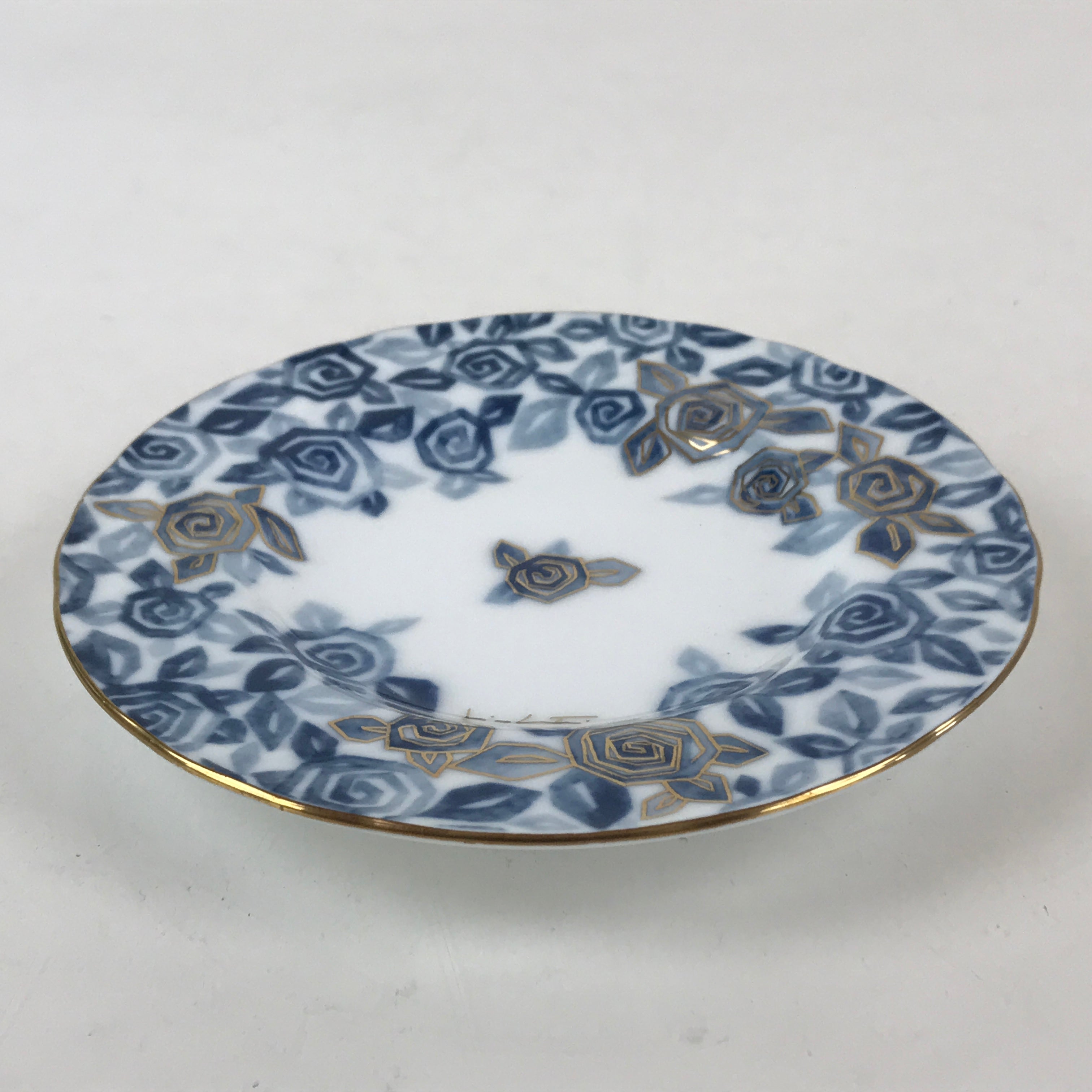 Japanese Porcelain Plate Saucer Vtg Richfield Tachikichi Inc Japan Blue Flower P