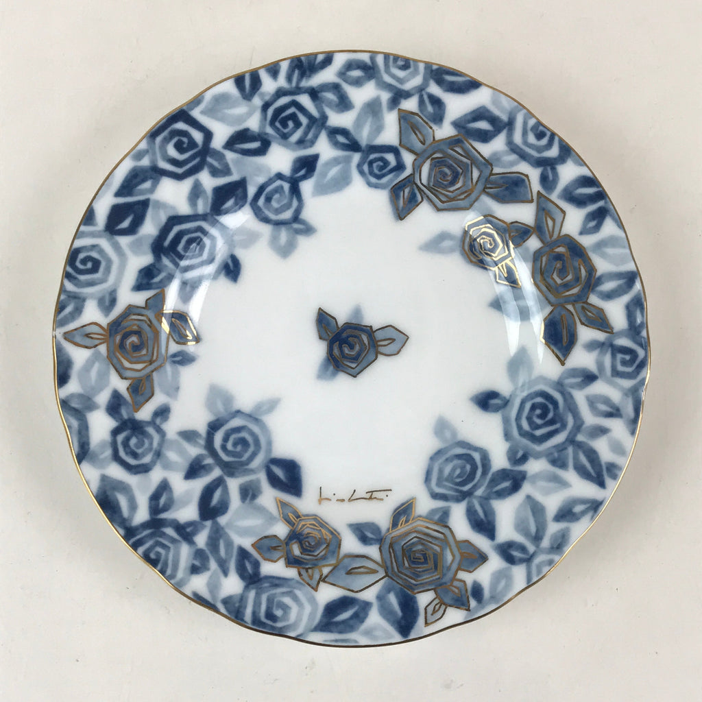 Japanese Porcelain Plate Saucer Vtg Richfield Tachikichi Inc Japan Blue Flower P