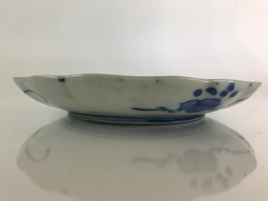 Japanese Porcelain Plate Vtg Blue Sometsuke Camellia Flower Bee Sara PY139