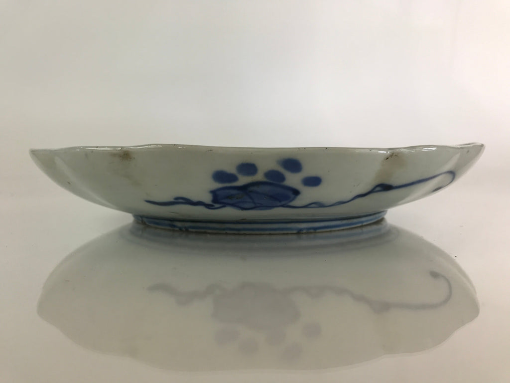Japanese Porcelain Plate Vtg Blue Sometsuke Camellia Flower Bee Sara PY139