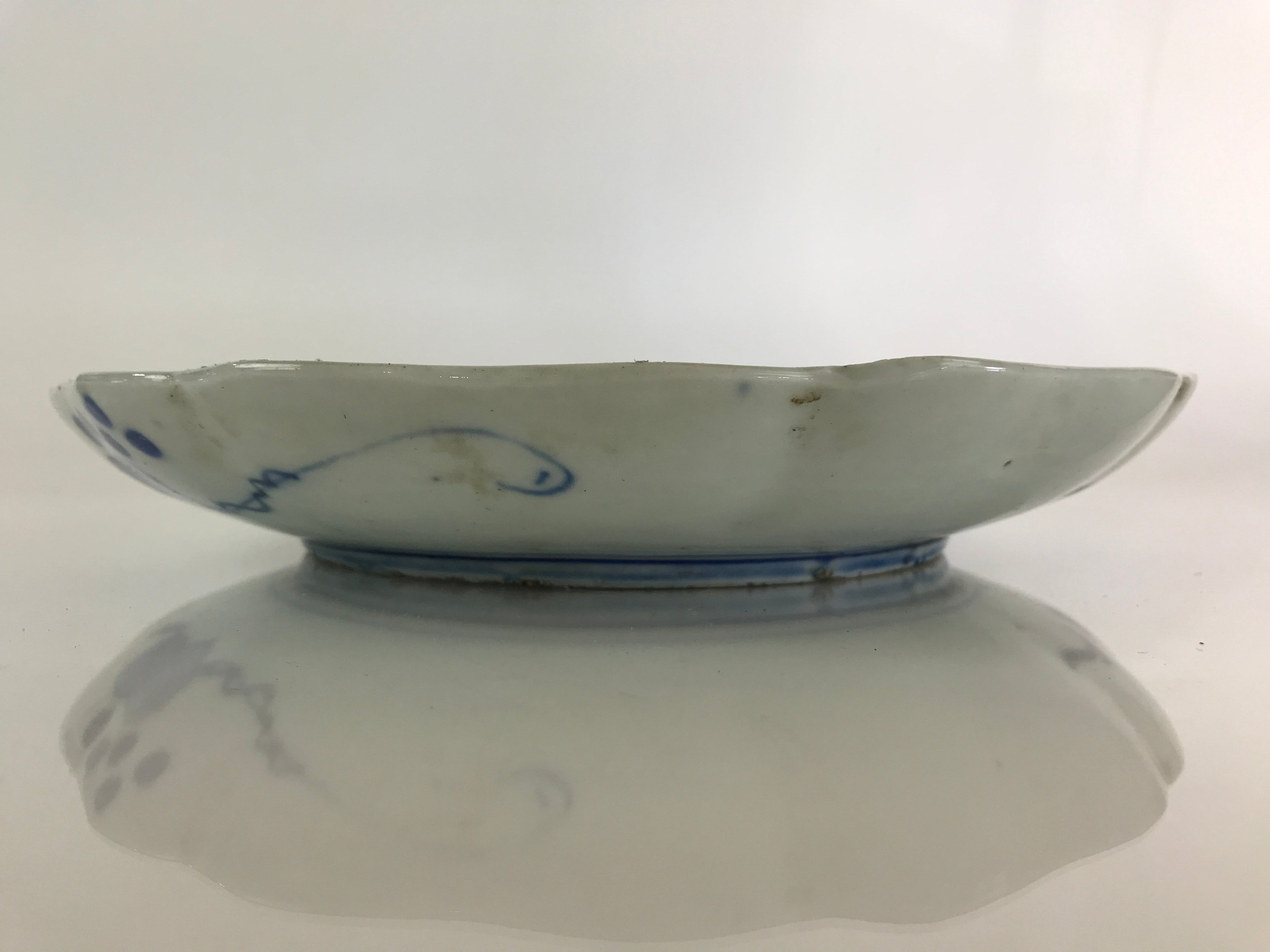 Japanese Porcelain Plate Vtg Blue Sometsuke Camellia Flower Bee Sara PY139