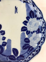 Japanese Porcelain Plate Vtg Blue Sometsuke Camellia Flower Bee Sara PY139